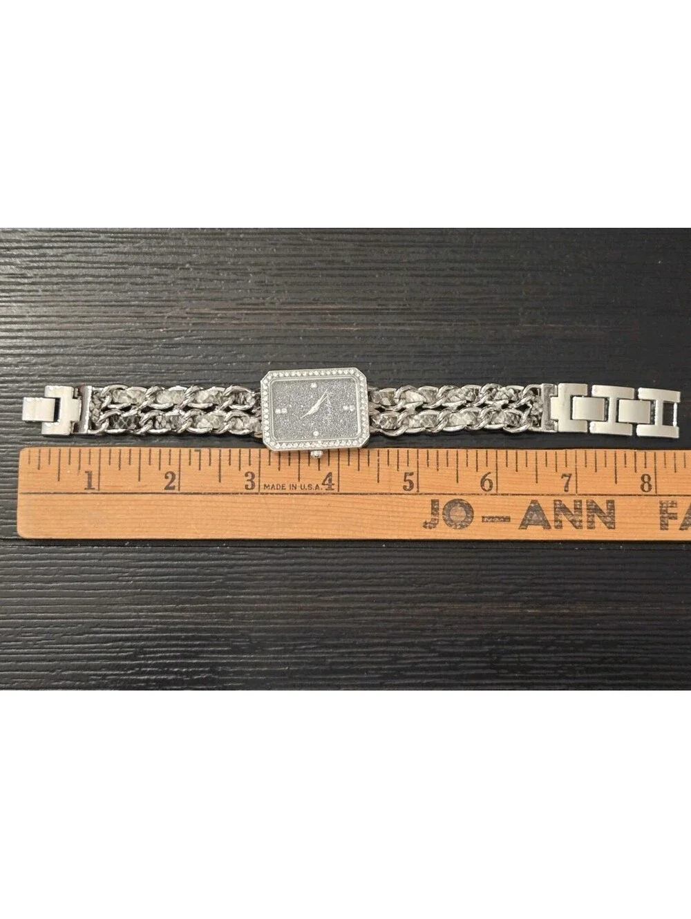 Kendall Kylie Silver Tone Rectangular Rhinestone Watch Womens Chain New In Box